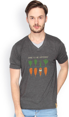 

Campus Sutra Solid Men V-neck Grey T-Shirt, Charcoal