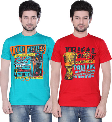 

Zebu Printed Men's Round Neck Multicolor T-Shirt(Pack of 2)