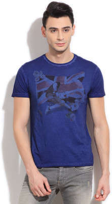 

GAS Printed Men's Round Neck Blue T-Shirt
