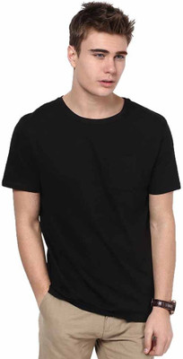 

Purple Square Solid Men's Round Neck Black T-Shirt