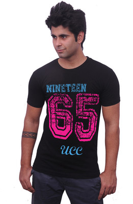 

Unisopent Designs Printed Men' Round Neck Black T-Shirt