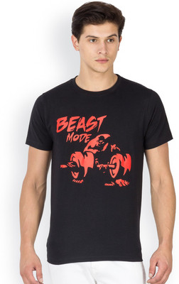 

Kingaroo Printed Men's Round Neck Black T-Shirt