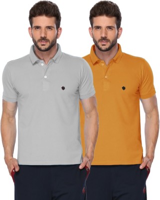 ONN Solid Men Polo Neck Grey, Yellow T-Shirt