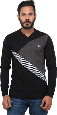 

Got It Striped Men's V-neck Black T-Shirt
