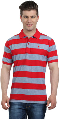 

The Cotton Company Striped Men' Polo Neck Red T-Shirt