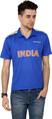 

Cayman Printed Men's Polo Neck Denim Blue T-Shirt, Royal blue