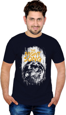 

INKIT Graphic Print Men' Round Neck Dark Blue T-Shirt, Navy blue