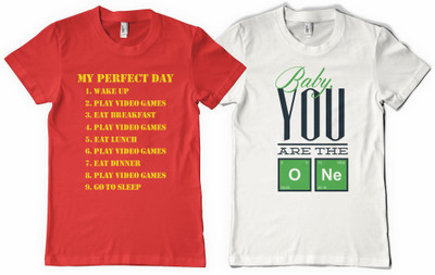 

Rawpockets Graphic Print Men's Round Neck Red, White T-Shirt(Pack of 2