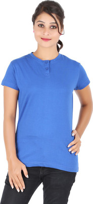 

Ap'pulse Solid Women' Henley Blue T-Shirt, Royal blue