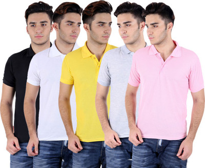 

Sanvi Traders Solid Men Polo Neck Multicolor T-Shirt(Pack of 5