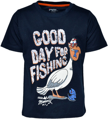

Pepito Boys Printed Cotton T Shirt(Blue, Pack of 1, Navy blue