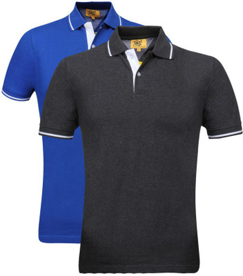 

Campus Sutra Solid Men Henley Multicolor T-Shirt(Pack of 2, Charcoal;royal blue