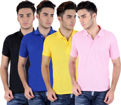 

Sanvi Traders Solid Men Polo Neck Multicolor T-Shirt(Pack of 4