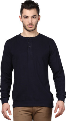 

Inkovy Solid Men' Henley Dark Blue T-Shirt, Navy blue