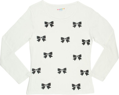 

Poppers by Pantaloons Girls Graphic Print T Shirt(White, Off white