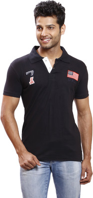 

Right Shape Solid Men's Polo Neck Black T-Shirt