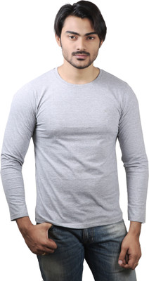 Spur Solid Men's Round Neck Grey T-Shirt, Melange