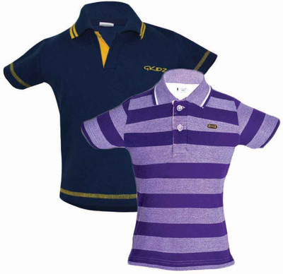 

Gkidz Boys Solid Cotton T Shirt(Multicolor, Pack of 2, Purple