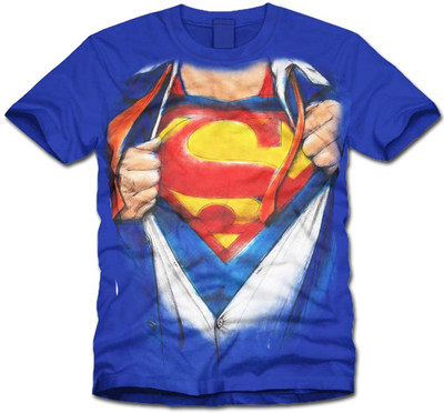 

Super Drool Graphic Print Men's Round Neck Blue T-Shirt, Royal blue