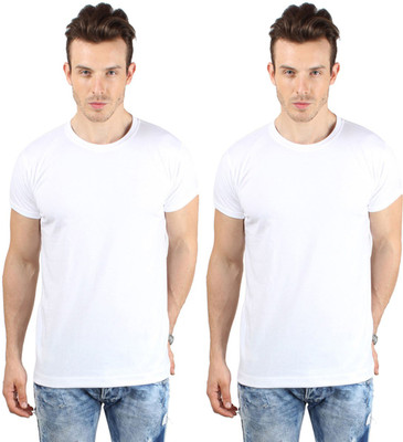 

SayItLoud Solid Men's Round Neck White T-Shirt(Pack of 2
