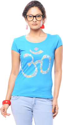 

Trendy Girlz Graphic Print Women's Round Neck Blue T-Shirt, Diva blue