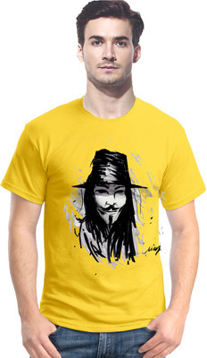

Gallop Graphic Print Men' Round Neck Yellow T-Shirt
