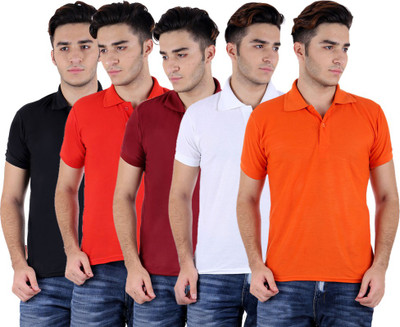 

Sanvi Traders Solid Men Polo Neck Multicolor T-Shirt(Pack of 5
