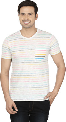 

Ruse Striped Men's Round Neck Multicolor T-Shirt, Pink;white;yellow