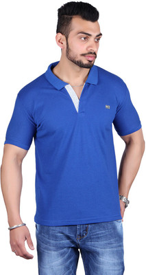 

Shineway Solid Men's Polo Neck Blue T-Shirt