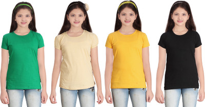 

FabTag - Sini Mini Girls Solid T Shirt(Multicolor