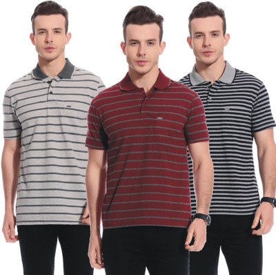 

TAB91 Striped Men's Polo Neck Multicolor T-Shirt(Pack of 3)