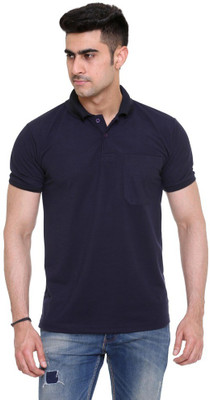 

Colors & Blends Solid Men's Polo Neck Black T-Shirt