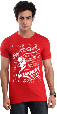 

Inkovy Graphic Print Men' Round Neck Red T-Shirt