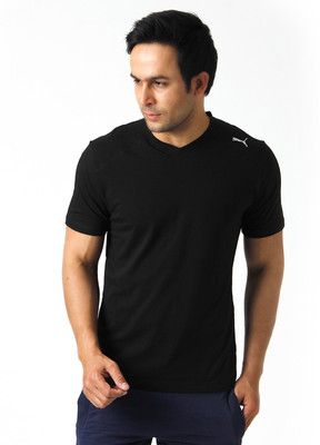 

Puma Solid Men's V-neck Black T-Shirt