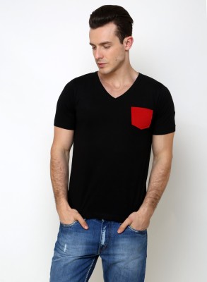 

Rigo Solid Men's V-neck Black T-Shirt