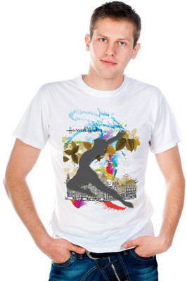 

6th Cross Graphic Print Men's Round Neck White T-Shirt