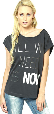 

Vero Moda Graphic Print Women's Round Neck Black T-Shirt, Asphalt