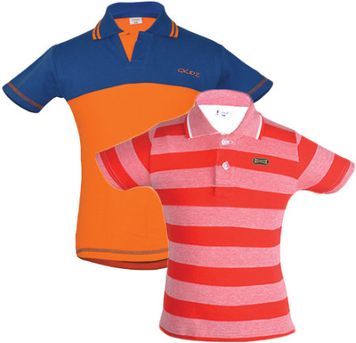 

Gkidz Boys Solid Cotton T Shirt(Multicolor, Pack of 2, Orange