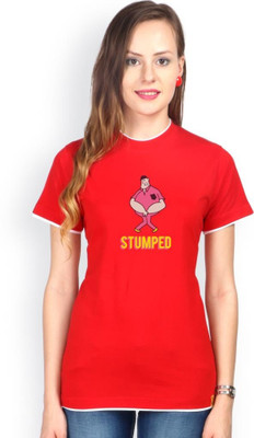 

Campus Sutra Printed Women' Round Neck Red T-Shirt