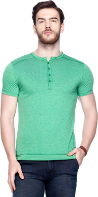 

Tinted Solid Men's Henley Green T-Shirt, Parrot green