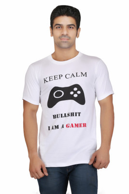 Crazeis Printed Men's Round Neck White T-Shirt