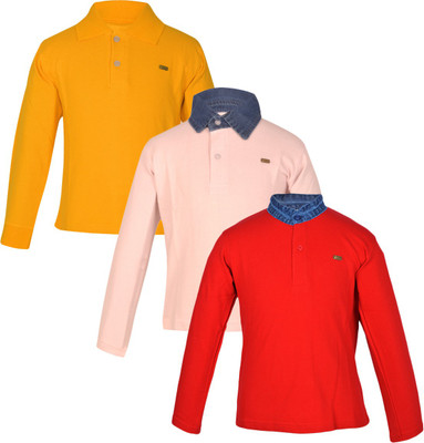 

Gkidz Boys Solid Cotton T Shirt(Multicolor, Pack of 3