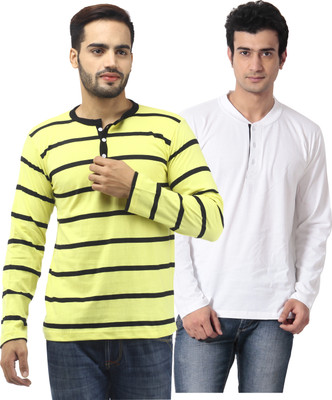 

Leana Striped Men's Henley Multicolor T-Shirt(Pack of 2