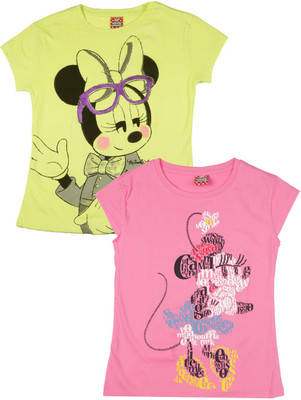 

Disney Minnie Printed T Shirt(Yellow, Pack of 2, Anish yellow/d.pink
