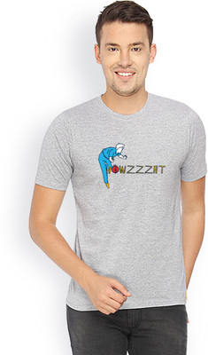 

Campus Sutra Printed Men Round Neck Grey T-Shirt