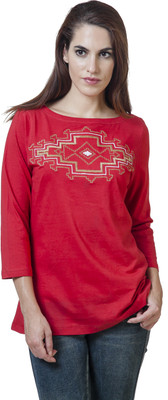 

Rute Printed Women's Round Neck Red T-Shirt