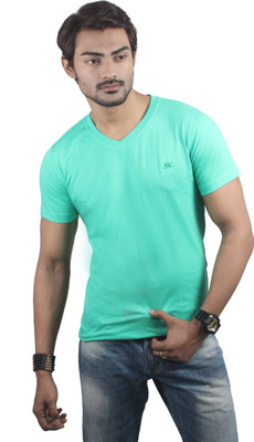 

Spur Solid Men' V-neck Light Green T-Shirt, Sea green