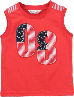

Beebay Boys Self Design T Shirt(Red, Pack of 1)