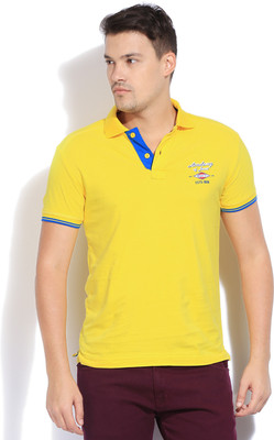 

Mufti Solid Men's Polo Neck Yellow T-Shirt
