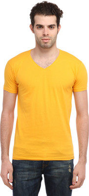 

Tees Collection Solid Men's V-neck Yellow T-Shirt